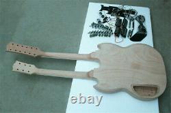 1 set DIY unfinished Double Guitar Neck and body guitar kit all parts