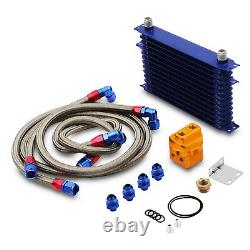 10 Row An10 Blue Alloy Motorsport Custom Diy Sport Car Oil Cooler Relocation Kit