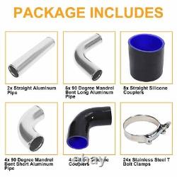 12 PCS Universal Aluminum 3 Inch Intercooler Piping Kit & T-Bolt Clamps Coupler