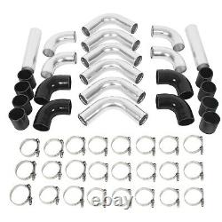 12Pc Universal 2.5 Intercooler Piping Kit +T-Bolt Clamps + Blk Silicone Coupler