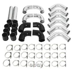 12Pc Universal 2.5 Intercooler Piping Kit +T-Bolt Clamps + Blk Silicone Coupler
