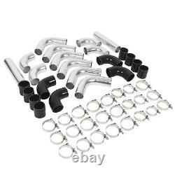 12Pcs Universal 2.5 Intercooler Pipe Piping Kit+T-Bolt Clamps +Silicone Coupler
