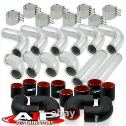 12Pcs Universal 3 Intercooler Piping Kit with T-Bolt Clamps +Blk Silicone Coupler