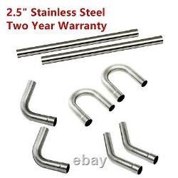 2.5 304 Stainless Steel DIY Custom Mandrel Exhaust Pipe Straight & Bend Kit 8pc