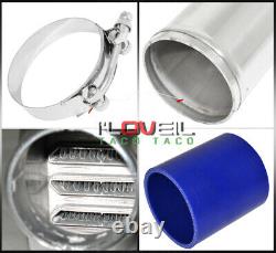 2.5 64mm Polish Aluminum Intercooler Pipe Blue Hose Tbolt Clamp Intercooler Kit