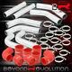 2.5 Inch Universal 8Pc Polished Intercooler Pipe Kit +Red Couplers T-Bolt Clamps