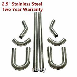 2.5 Stainless Steel DIY Custom Mandrel Exhaust Pipe Straight & Bend Kit