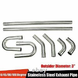 3 Inch DIY Custom Mandrel Exhaust Pipe Straight Bend T-304 Staineless Steel Kit