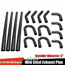 3 Inch Mild Steel Exhaust Pipe Kit DIY Custom Mandrel Straight 45/90/180 Degree