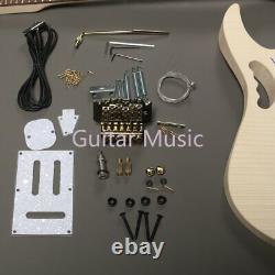 7V Unfinished DIY Electric Guitar Kits Flamed Maple Top Gold Hardware Fast Ship