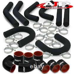 8 Pcs 3 Black Intercooler Piping Kit + U Bend +T-Bolt Clamps +Silicone Couplers