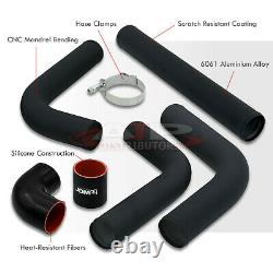 8 Piece 3 Black Intercooler Piping Kit + T-Bolt Clamps + Blk Silicone Couplers