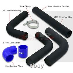 8 Piece 3 Black Intercooler Piping Kit + T-Bolt Clamps + Blue Silicone Couplers