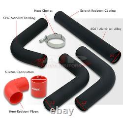 8 Piece Black 2.5 Intercooler Piping Kit + T-Bolt Clamps +Red Silicone Couplers