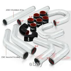 8Pc 2.5 Intercooler Piping Kit + U Bend + T-Bolt Clamps + Blk Silicone Couplers