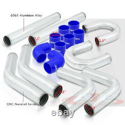 8Pc 2.5 Intercooler Piping Kit + U Bend + T-Bolt Clamps +Blue Silicone Couplers
