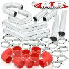 8Pc 2.5 Intercooler Piping Kit + U Bend + T-Bolt Clamps + Red Silicone Couplers
