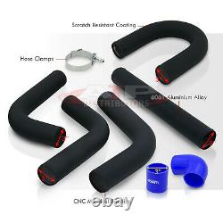 8Pc 3 Blk Intercooler Piping Kit + U Bend +T-Bolt Clamps +Blue Silicone Coupler