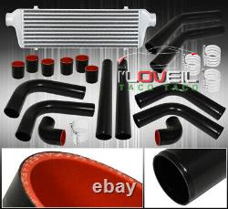 Bar And Plate Fmic Intercooler + 8Pc Diy Turbo Piping Pipe Kit Black Couplers