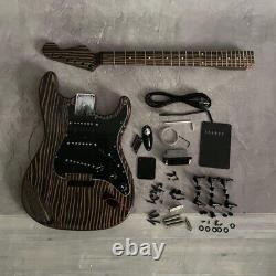 Custom DIY Unfinished Full Zebrawood ST Electric Guitar Kits Solid SS Pickups