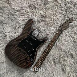 Custom DIY Unfinished Full Zebrawood ST Electric Guitar Kits Solid SS Pickups