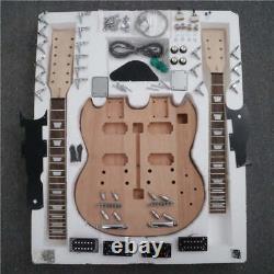 Custom Double Neck LP Style DIY Electric Guitar Kit, Right hand Full Warranty