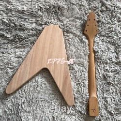 Custom Handmade Unfinish DIY Flying V Electric Guitar Kits Solid Mahogany Body