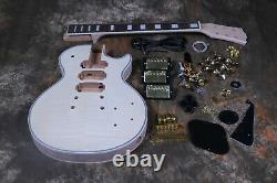 Custom LP Style DIY Unfinished Electric Guitar Kit 3pcs Pickups Flamed Maple Top