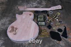Custom LP Style DIY Unfinished Electric Guitar Kit 3pcs Pickups Flamed Maple Top