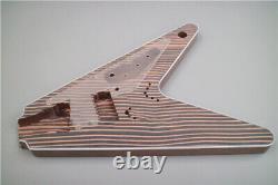 Custom Shop V style DIY 6-strings Electric Guitar kit, H H Pickup, Zebra wood