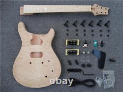 DIY 6-string Handmade Electric Guitar kit Black color Custom Shop Perfect Sound