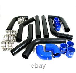 DIY Custom 8Pcs Black Pipe Intercooler 2.5 Piping Kit + Blue Coupler For Toyota