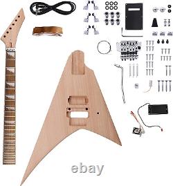 DIY Custom Guitar Unfinished Kit Flying V Project Mahogany Body and Neck