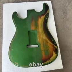 DIY Dark Green Heavy relic vintage ST electric guitar body kit White Pickguard