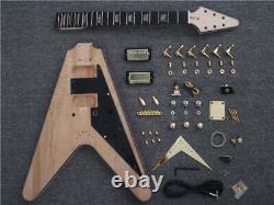 DIY Electric Guitar Kit, 6-string CUSTOM V Style, HH Pickup, Mahogany body, Warranty
