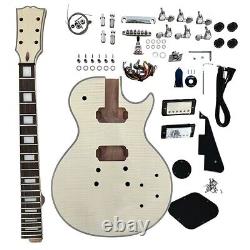 DIY Electric Guitar Kit Chorme Parts Flame Maple Top Archtop Binding FREE SHIP