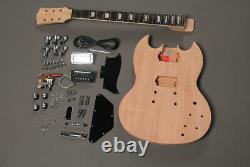 DIY Electric Guitar Unfinished SGR Mahogany Body Build Kits Rosewood Fretboard
