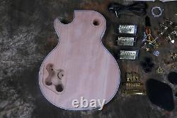 DIY Unfinished Custom LP Electric Guitar Kit 3pcs Pickups Flamed Maple Top