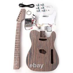 DIY electric guitar Kit set Zebrawood body Neck Fingerboard ZTL CR Parts