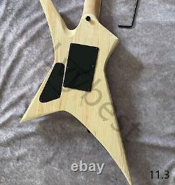 DIY electric guitar kits black parts all installed raw wood prepared to seal