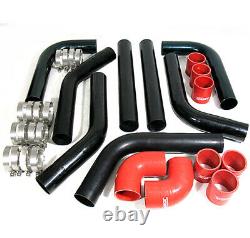 Diy Custom 8Pcs Black Pipe Intercooler 2.5 Piping Kit +Red Coupler For Nissan