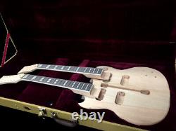 Diy-new Double Neck Eds Style 12/6 Electric Guitar Builder Kit With Tweed Case