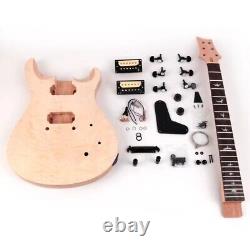 Electric Guitar Kit DIY Quilted Maple Top Rosewood Fingerboard A Set BK Parts