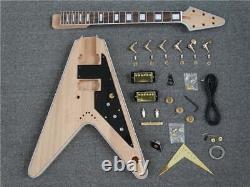 High quality Flying V Style DIY Electric Guitar Kit, 6-stringHH Pickup FIT CUSTOM