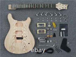 LP Style DIY Electric Guitar Kit, with Ash burl top 6-string H H pickup Custom