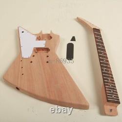 Left Handed Unfinished EX DIY Electric Guitar Kits Without Hardware Dot Inlay