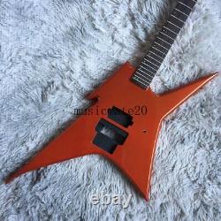 Metallic Orange Unfinished DIY Ironbird Shape BC Electric Guitar Kit Dot Inlay