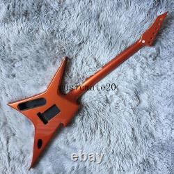 Metallic Orange Unfinished DIY Ironbird Shape BC Electric Guitar Kit Dot Inlay
