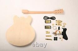 Naughty Body Electric Guitar Kit 335 Style Flamed maple Top Veneer Gold DIY kits