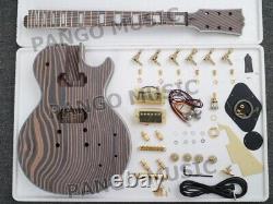 PANGO Music LP Custom All Zebrawood DIY Electric Guitar Kit (PLP-066)